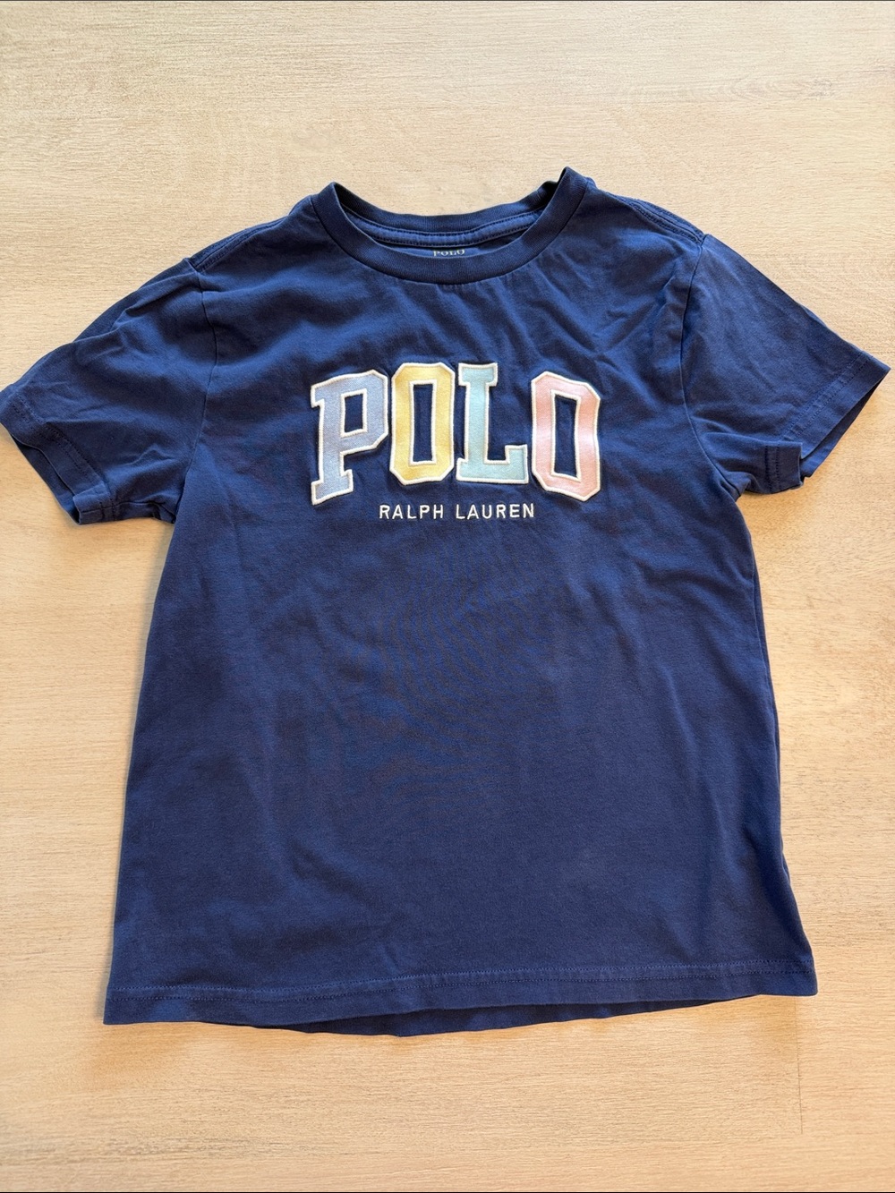 Ralph Lauren Navy Short-Sleeve Tee with Multicolor POLO Logo